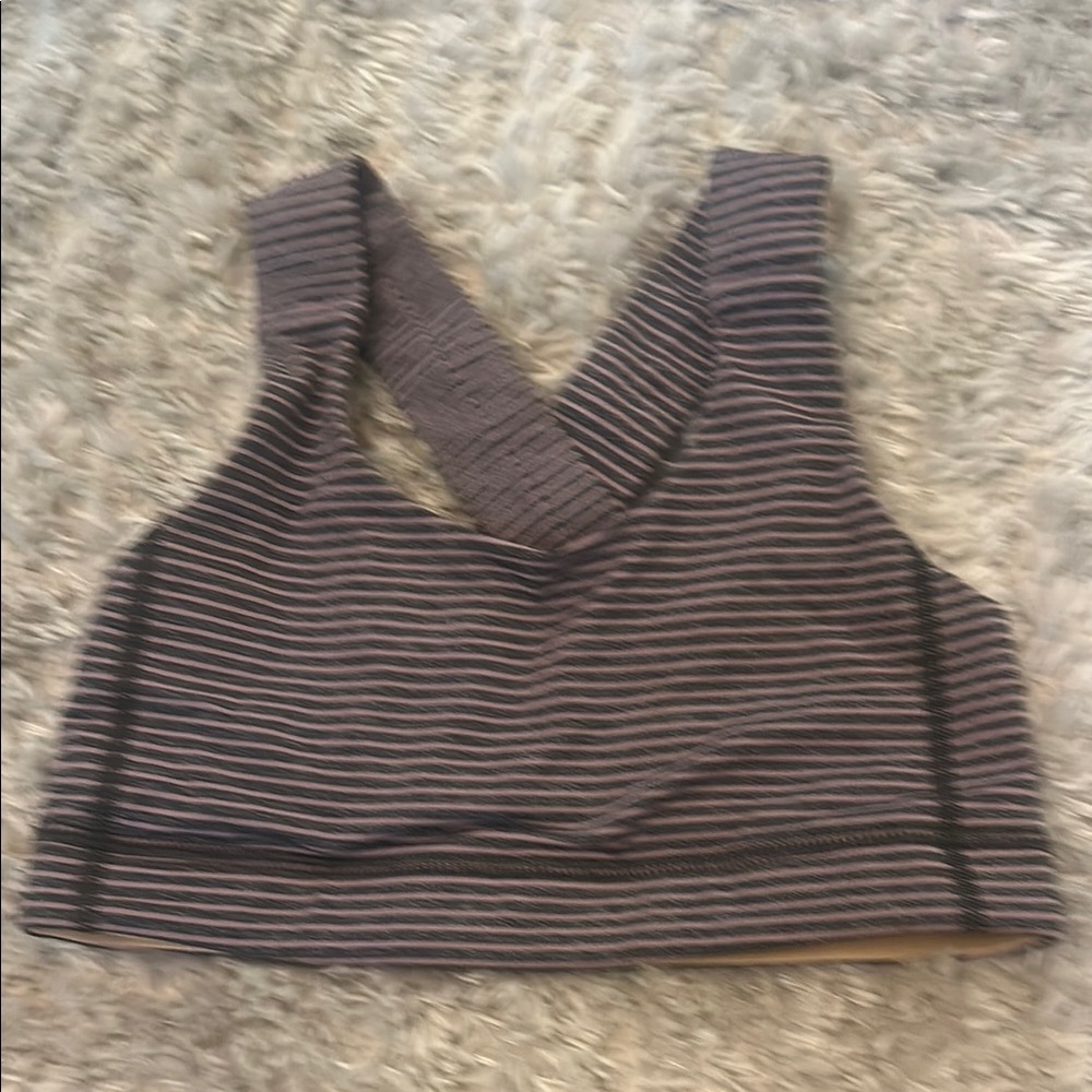 lululemon athletica Striped Sports Bra - Black and Gray